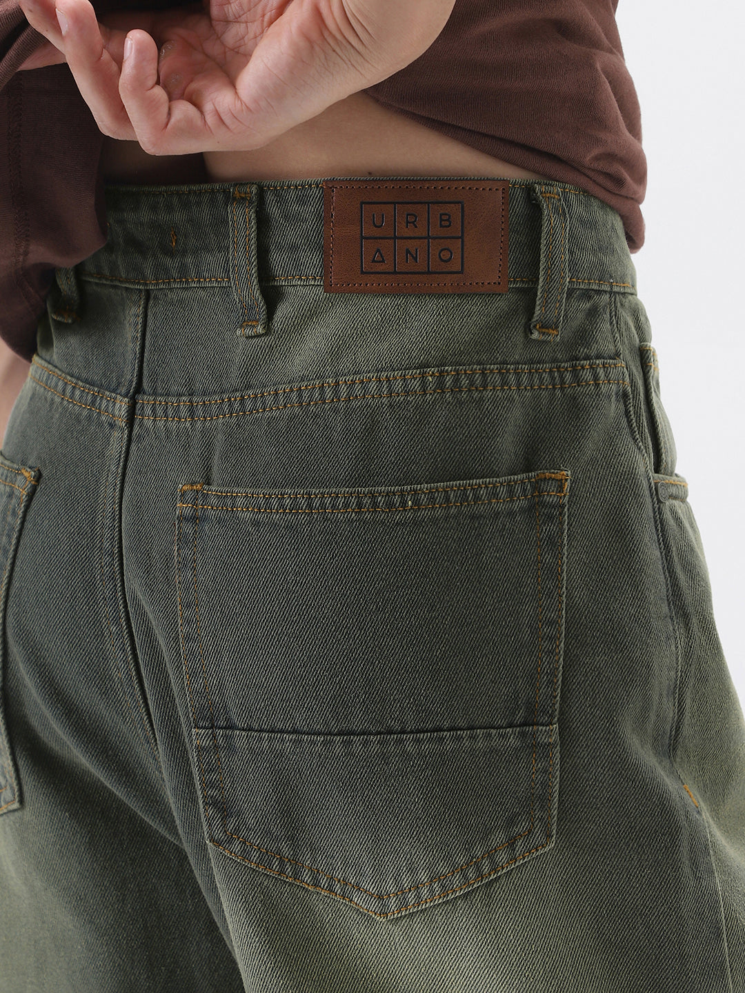 Men's Dark Grey Loose Baggy Fit Heavy Washed Jeans Non-Stretchable