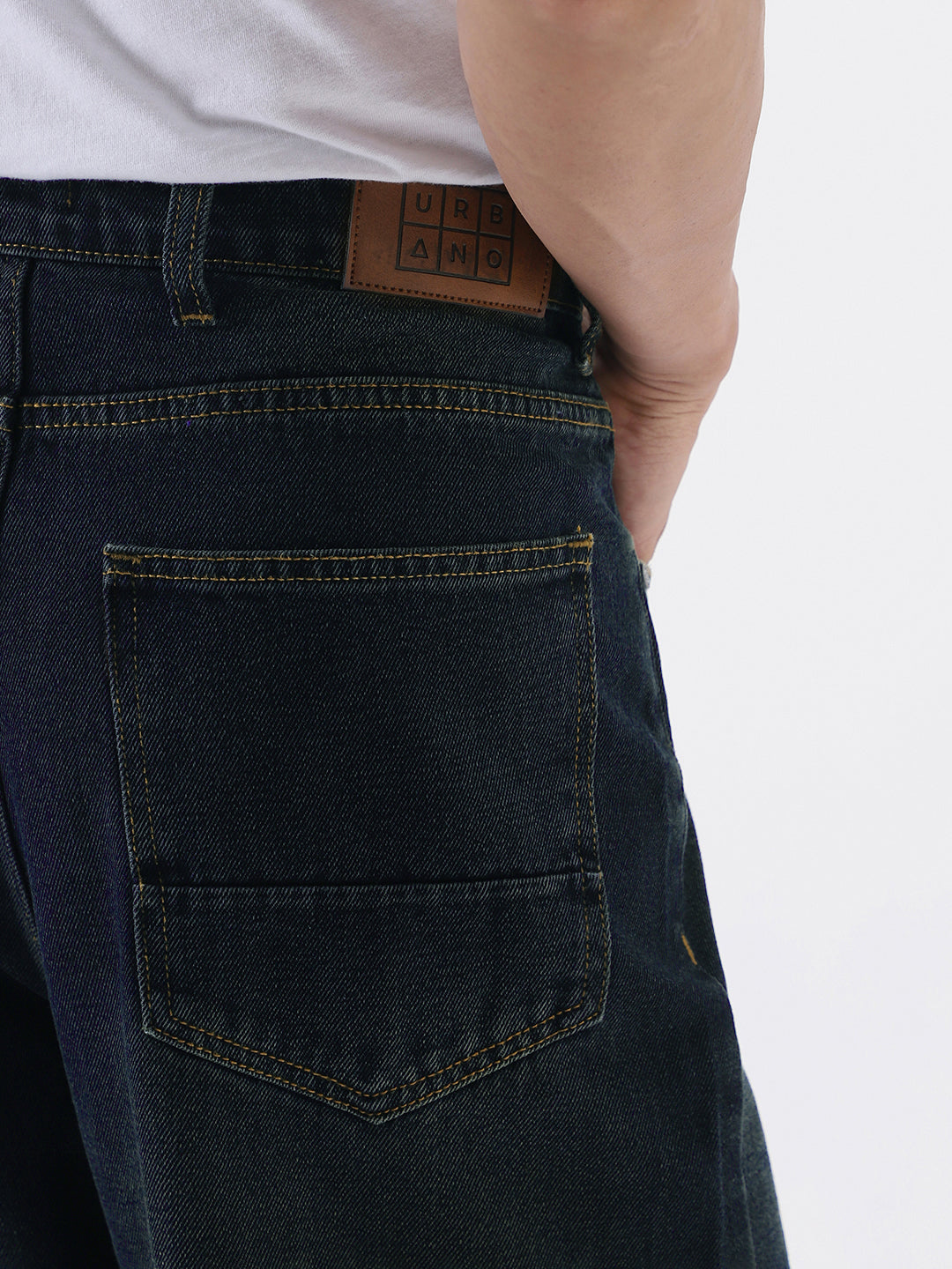 Men's Carbon Blue Loose Baggy Fit Heavy Washed Jeans Non-Stretchable