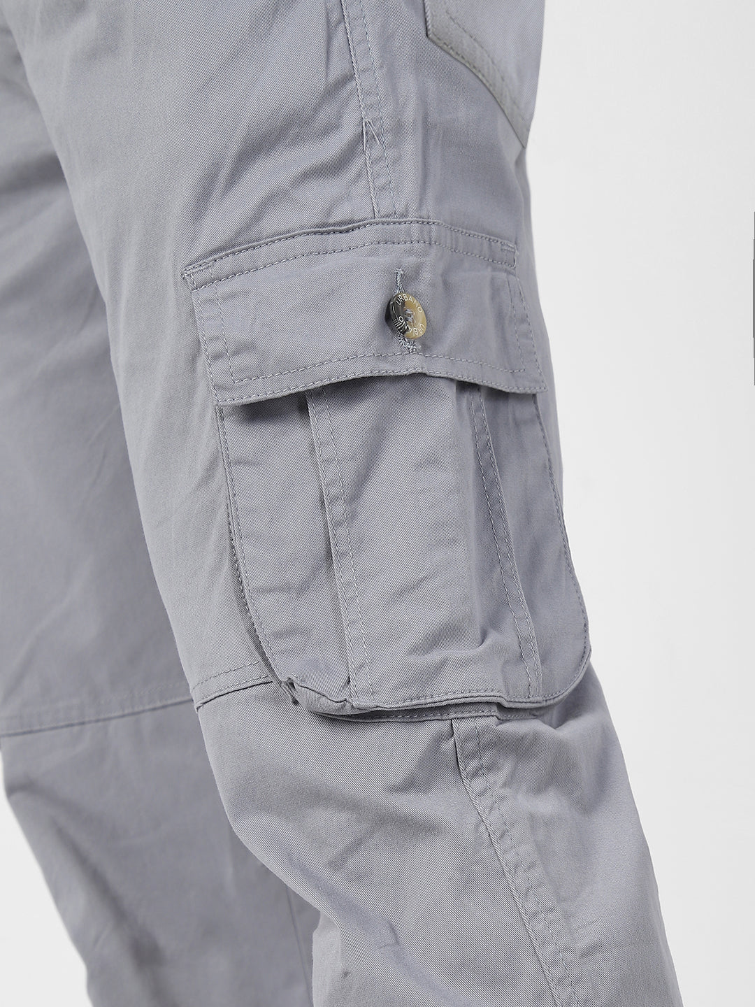 Men's Light Blue Regular Fit Solid Cargo Chino Pant with 6 Pockets