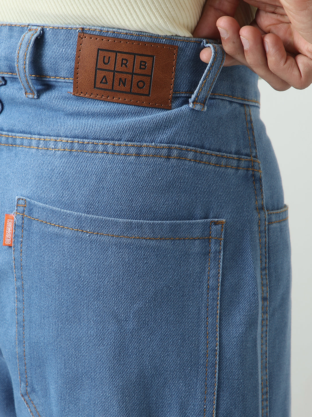 Men's Light Blue Loose Baggy Fit Washed Cargo Jeans with 6 Pockets Non-Stretchable