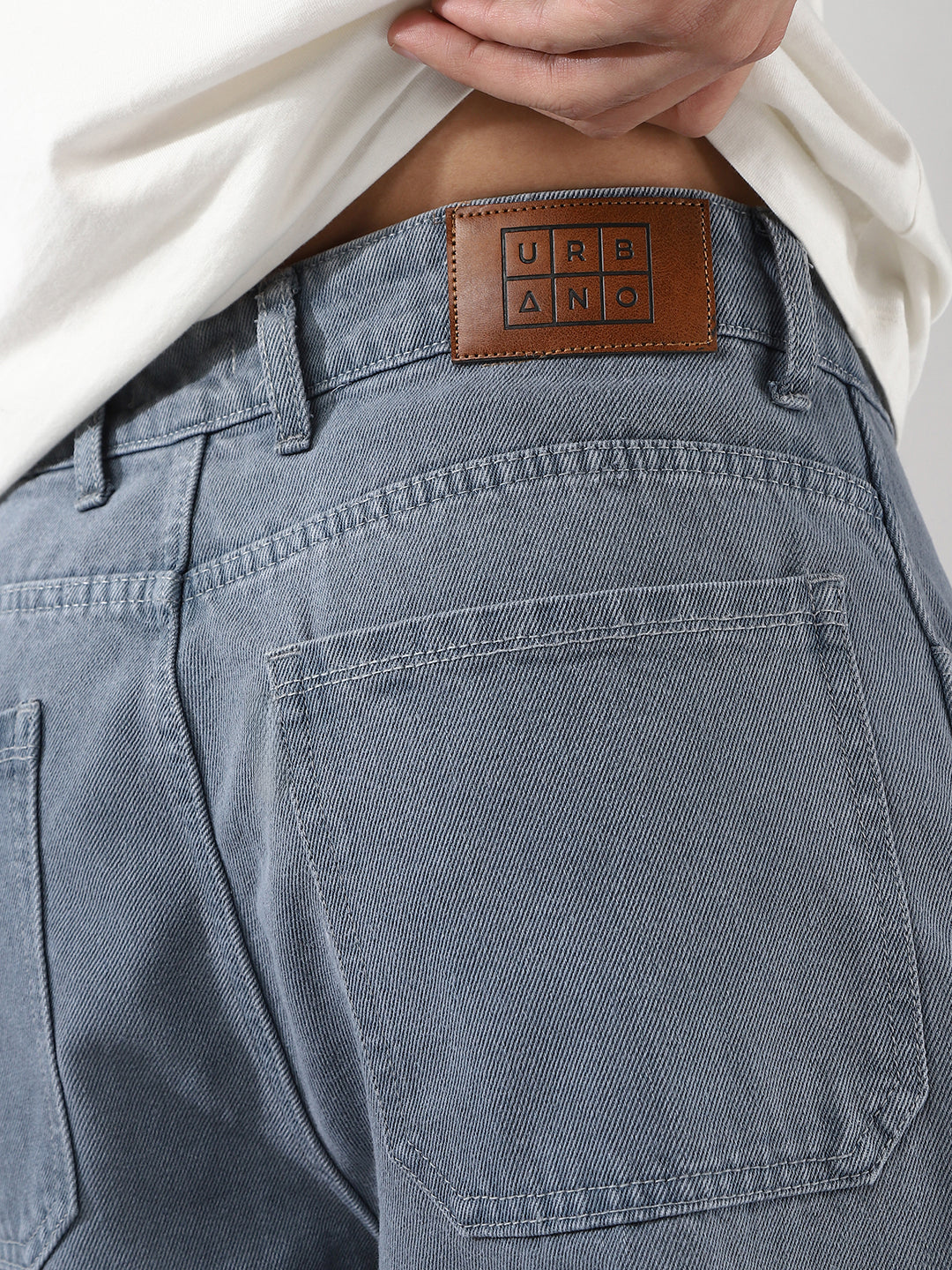 Men's Light Grey Loose Baggy Fit Washed Cargo Jeans with 6 Pockets Non-Stretchable