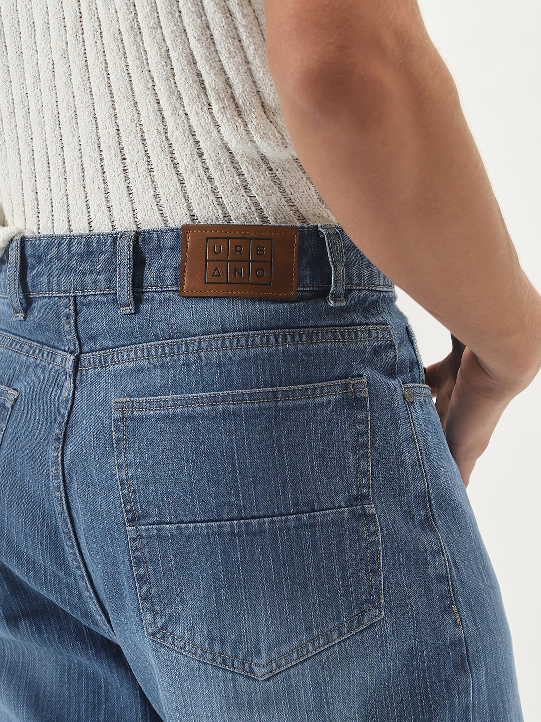 Men's Light Blue Loose Baggy Fit Washed Denim Jeans Non-Stretchable