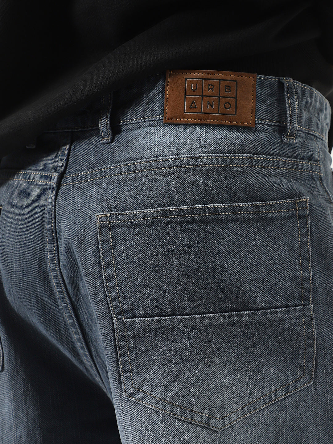 Men's Grey Loose Baggy Fit Washed Denim Jeans Non-Stretchable