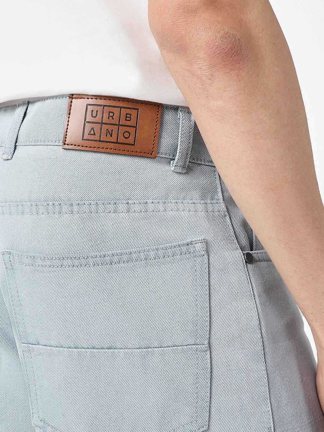 Men's Ice Grey Loose Baggy Fit Washed Jeans Non-Stretchable