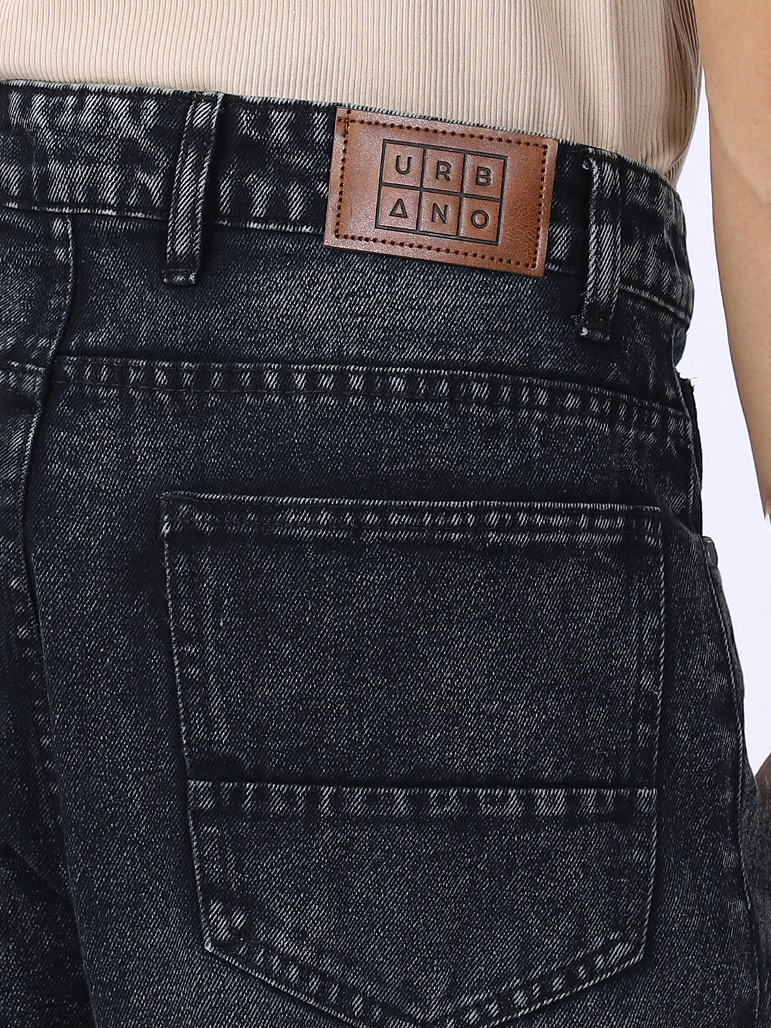 Men's Black Loose Baggy Fit Washed Jeans Non-Stretchable