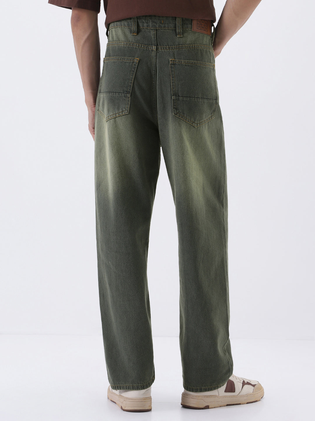 Men's Dark Grey Loose Baggy Fit Heavy Washed Jeans Non-Stretchable