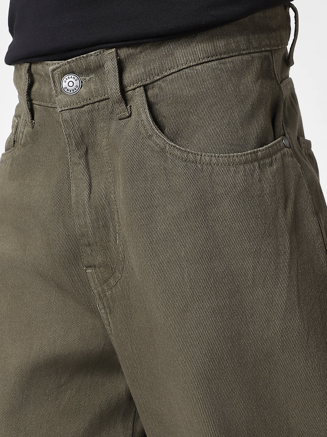 Men's Khaki Loose Baggy Fit Washed Jeans Non-Stretchable