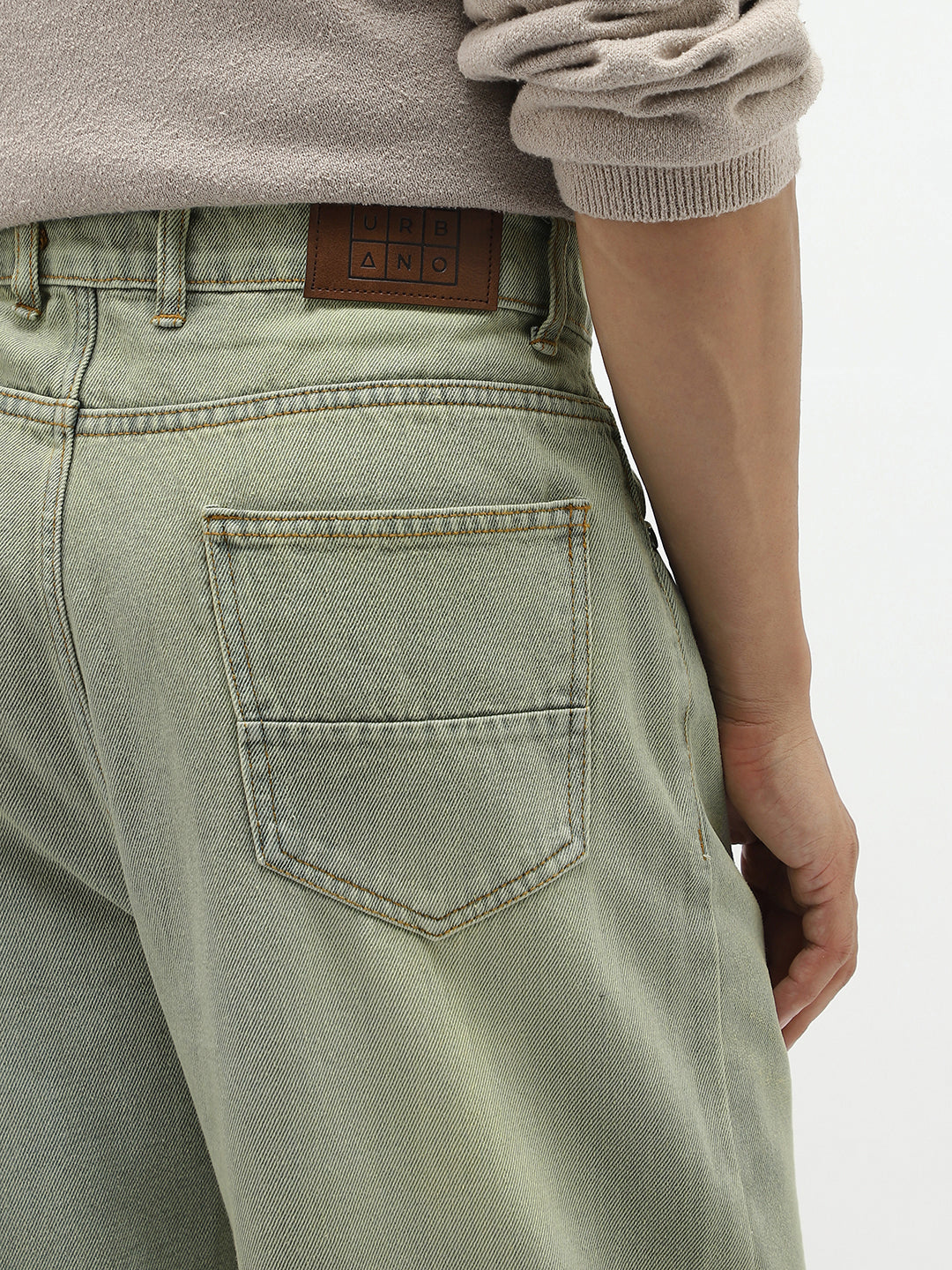 Men's Ice Grey Loose Baggy Fit Heavy Washed Jeans Non-Stretchable