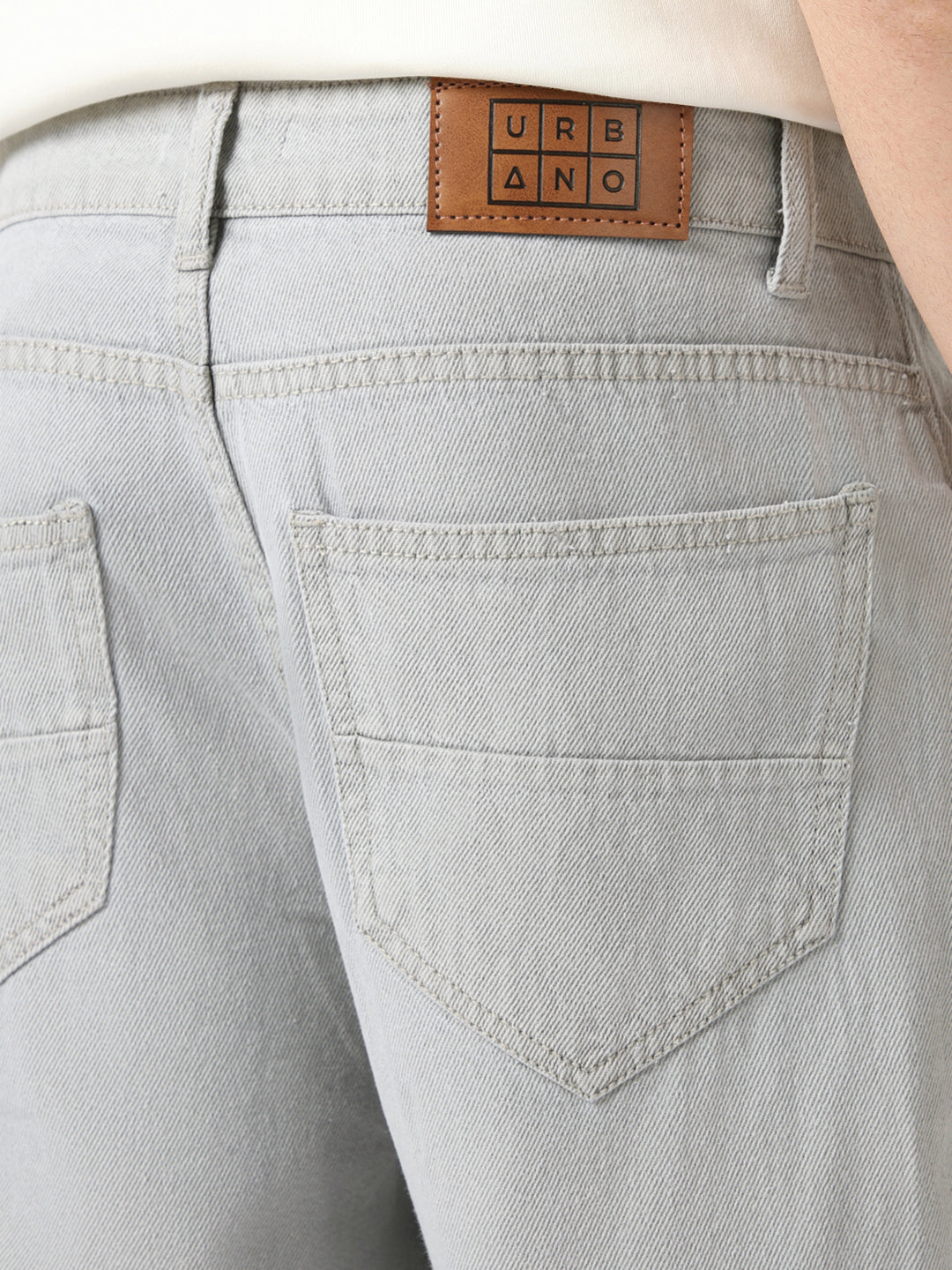 Men's Ice Grey Loose Baggy Fit Washed Jeans Non-Stretchable