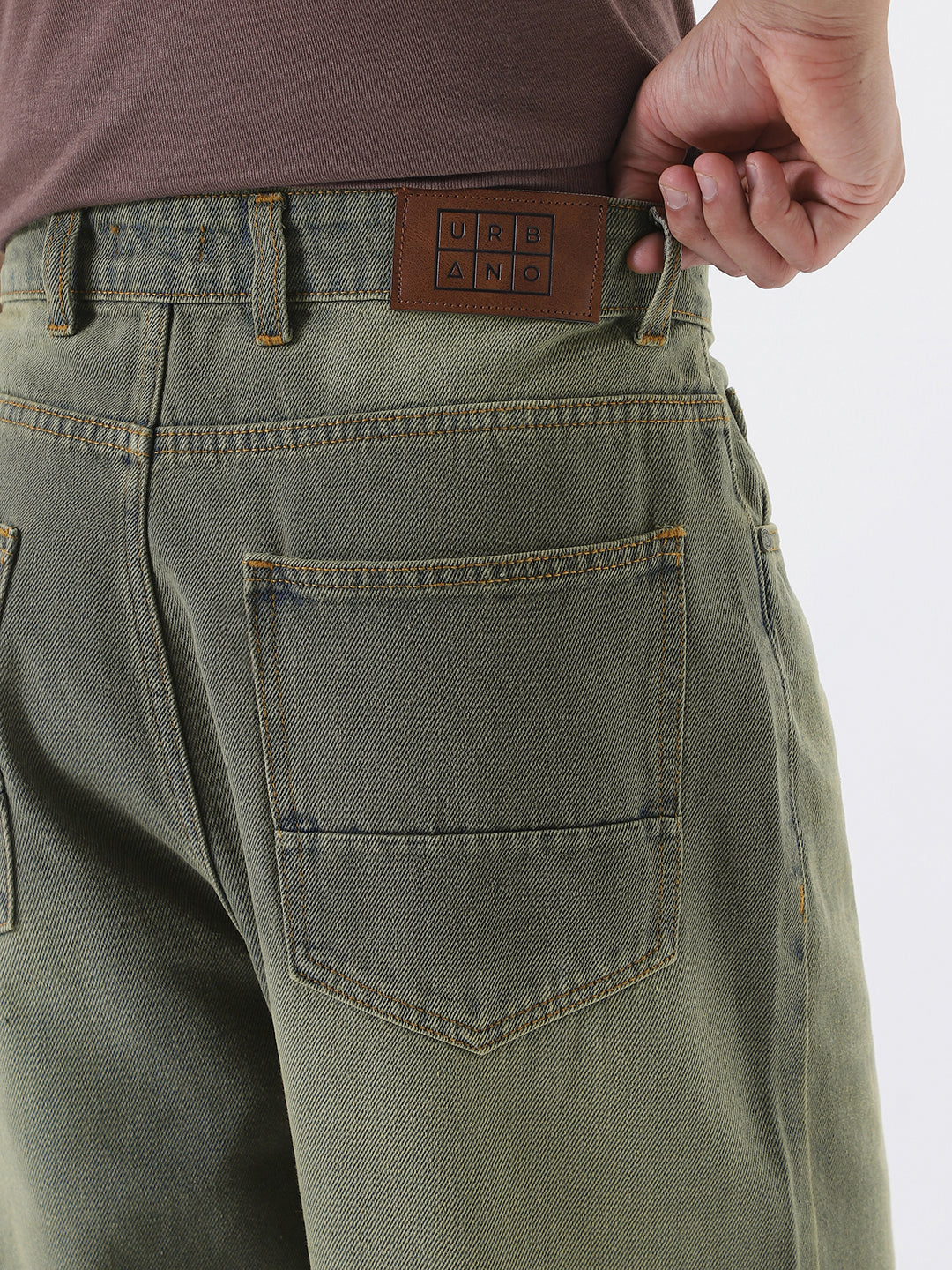 Men's Grey Loose Baggy Fit Heavy Washed Jeans Non-Stretchable