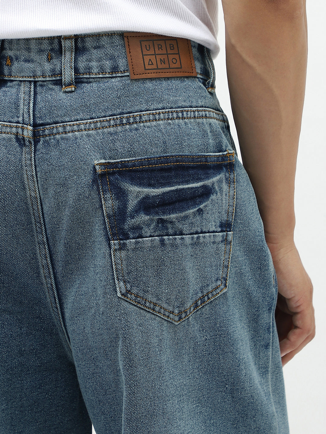 Men's Light Blue  Loose Baggy Fit Washed Jeans Non-Stretchable