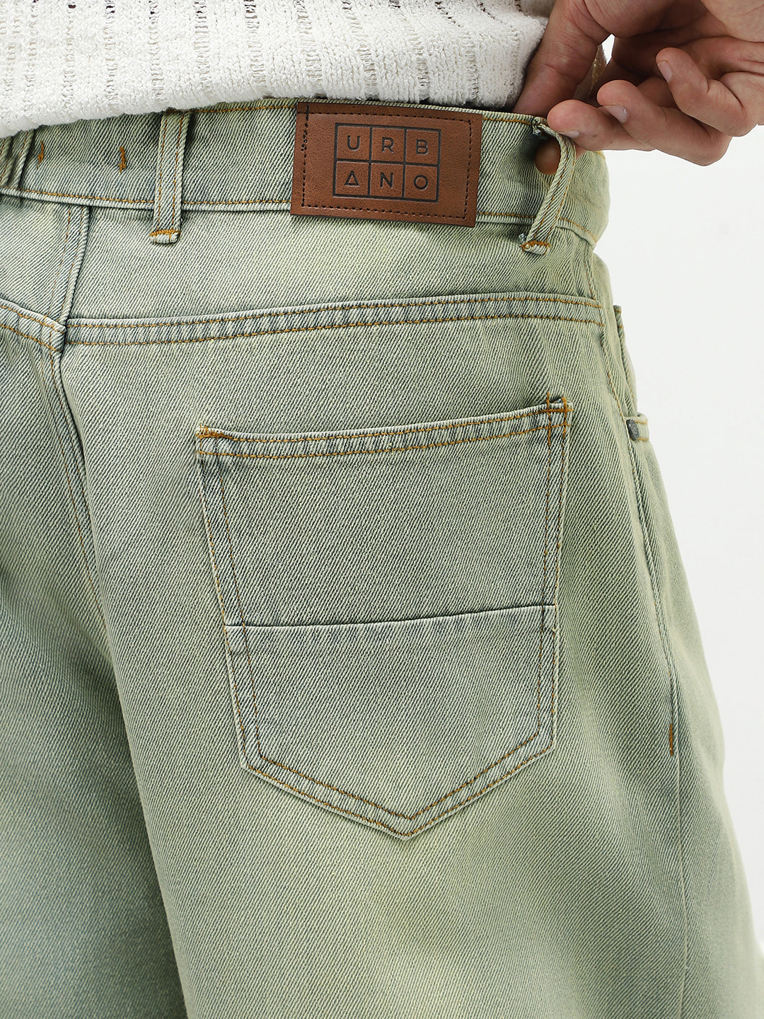 Men's Ice Grey Loose Baggy Fit Heavy Washed Jeans Non-Stretchable