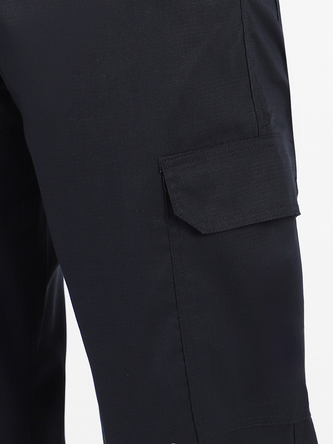 Men's Navy Blue Regular Fit Solid Cargo Chino Pant With 6 Pockets