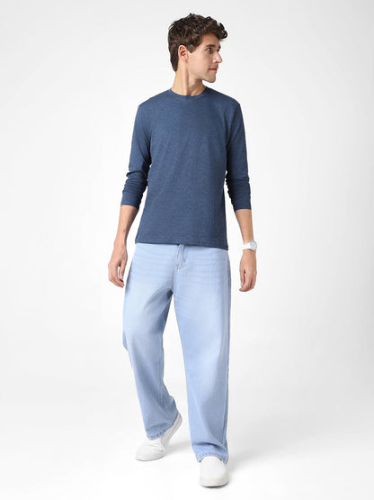Men's Mood Indigo Printed Full Sleeve Slim Fit Cotton T-Shirt