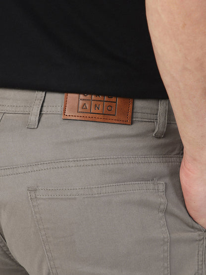 Men's Grey Regular Fit Solid Cargo Chino Pant with 6 Pockets