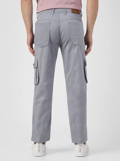 Men's Light Blue Regular Fit Solid Cargo Chino Pant with 6 Pockets