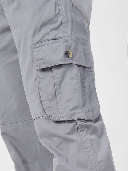 Men's Light Blue Regular Fit Solid Cargo Chino Pant with 6 Pockets