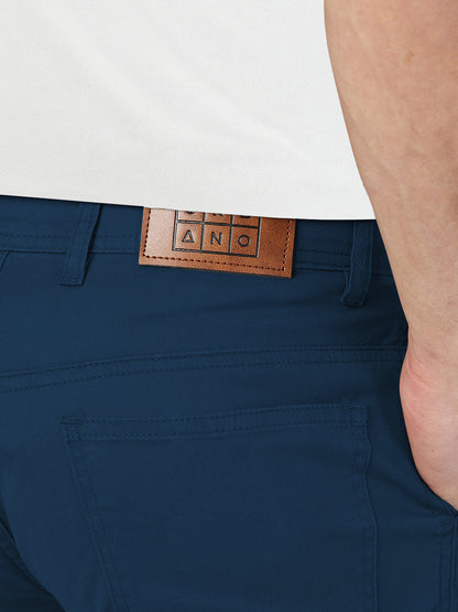 Men's Royal Blue Regular Fit Solid Cargo Chino Pant with 6 Pockets