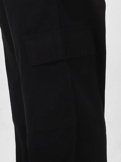 Urbano Fashion Men's Black Loose Baggy Fit Solid Cargo Chino Pant with 6 Pockets Non-Stretchable