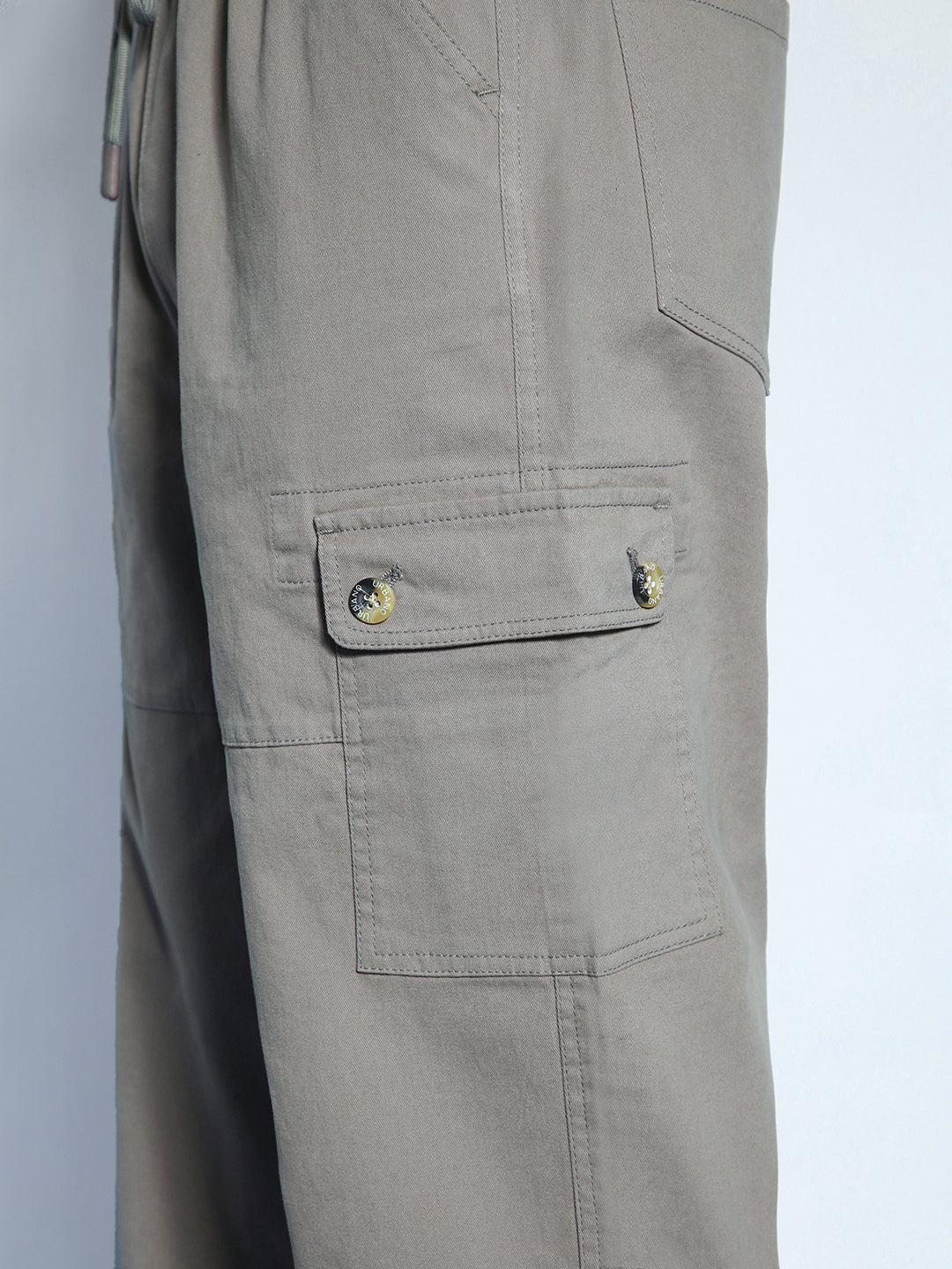 Men's Grey Loose Baggy Fit Cargo Jogger Chino Pant with 6 Pockets Stretchable