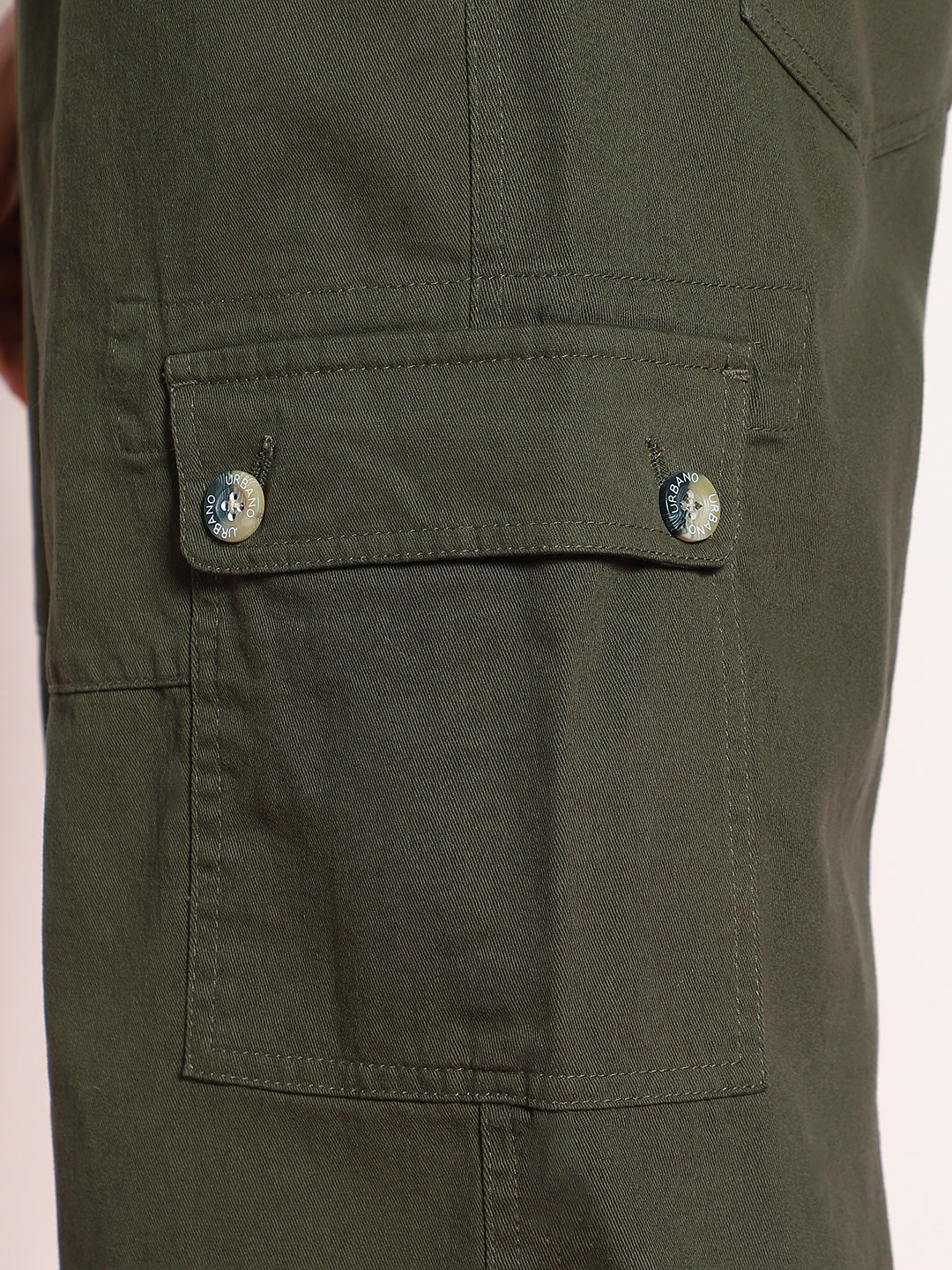 Men's Medium Olive Loose Baggy Fit Cargo Jogger Chino Pant with 6 Pockets Stretchable