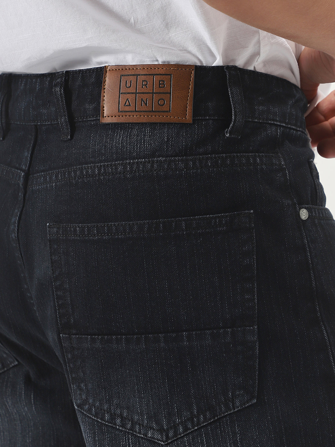 Men's Black Loose Baggy Fit Washed Denim Jeans Non-Stretchable