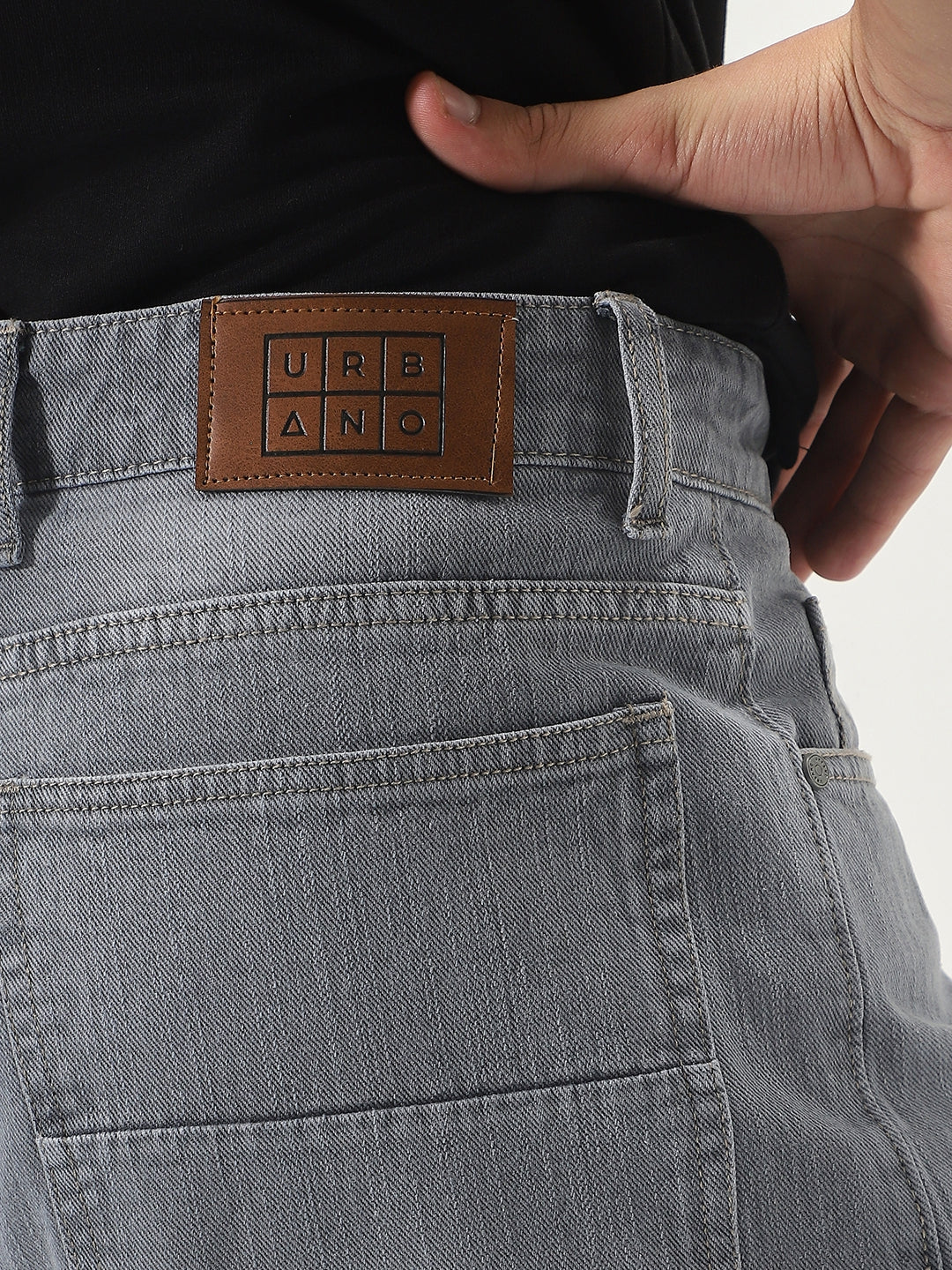 Men's Light Grey Loose Baggy Fit Washed Denim Jeans Non-Stretchable