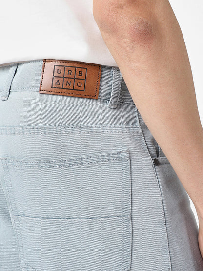 Men's Ice Grey Loose Baggy Fit Washed Jeans Non-Stretchable