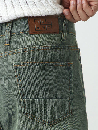 Men's Grey Loose Baggy Fit Heavy Washed Jeans Non-Stretchable