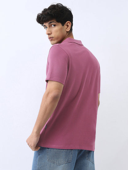 Men's Acai Berry Solid Regular Fit Half Sleeve Cotton Polo T-Shirt