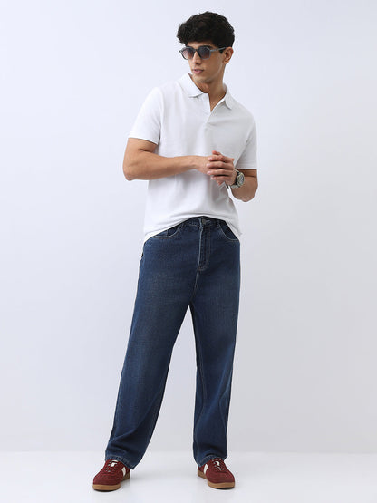 Men's White Solid Regular Fit Half Sleeve Cotton Polo T-Shirt