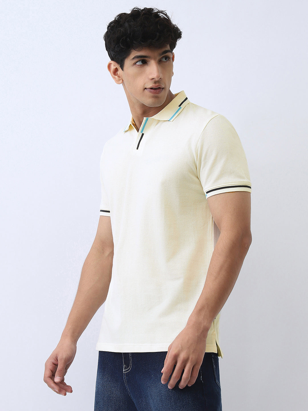 Men's White Solid Regular Fit Half Sleeve Cotton Polo T-Shirt