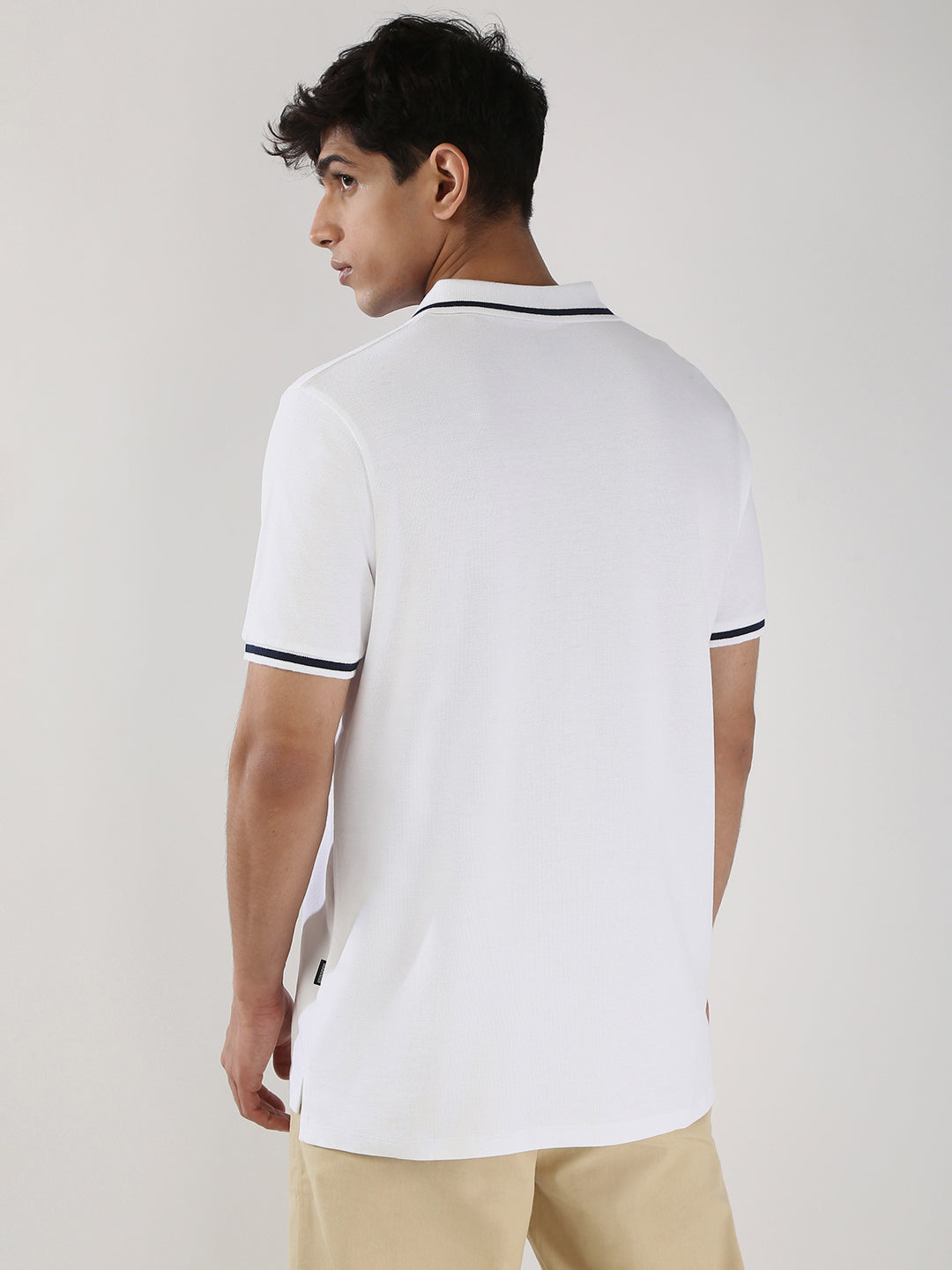 Men's White Solid Regular Fit Half Sleeve Cotton Polo T-Shirt