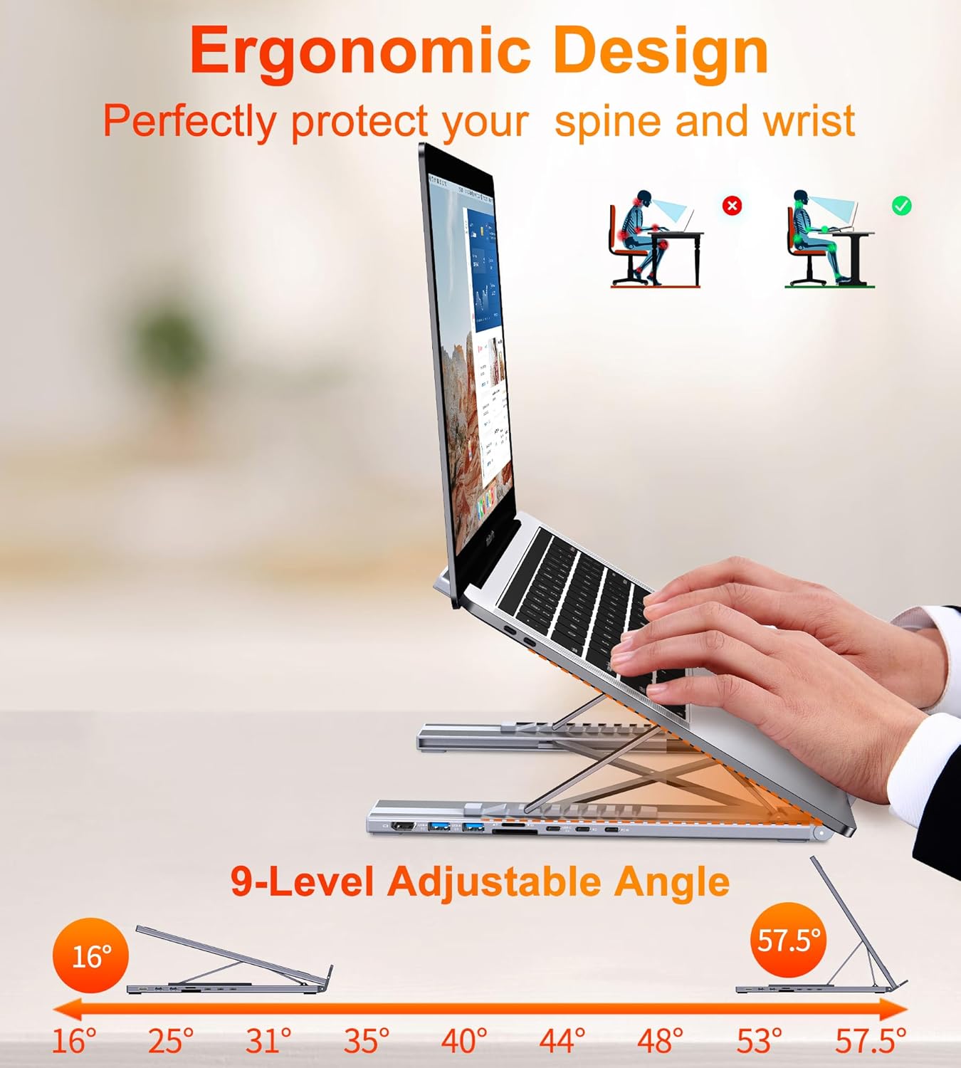 Ergonomic Foldable Laptop Riser