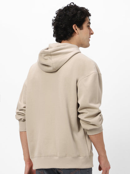 Men's Silver Lining Cotton Solid Oversized Hooded Neck Sweatshirt