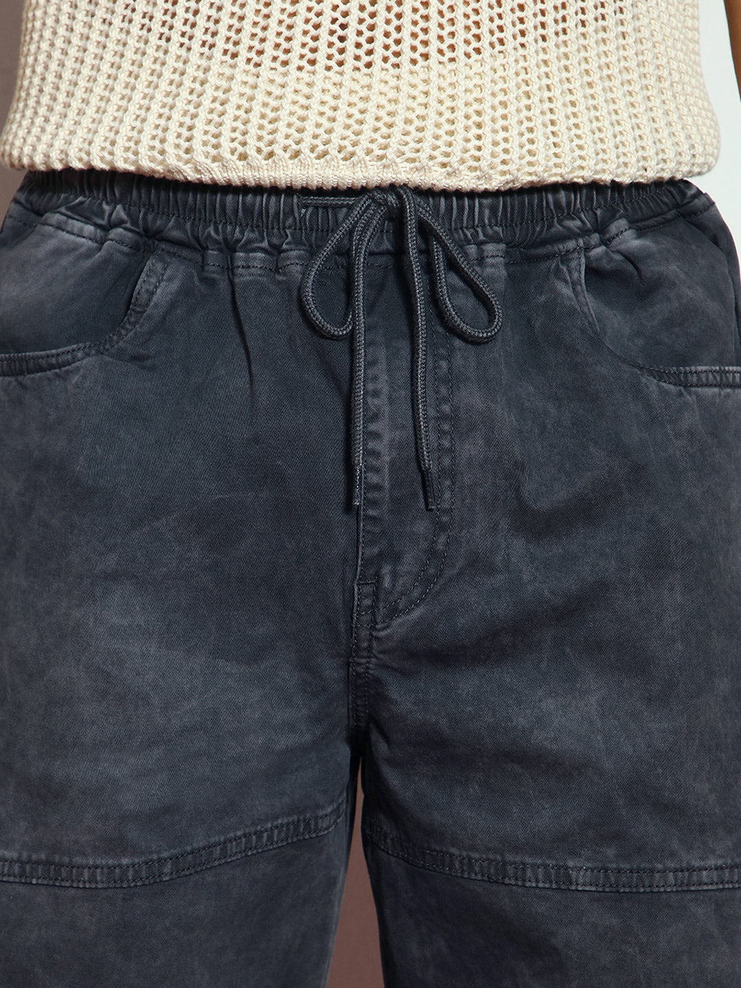 Men's Grey Loose Baggy Fit Travel Cargo Jeans With 8 Pockets Stretchable