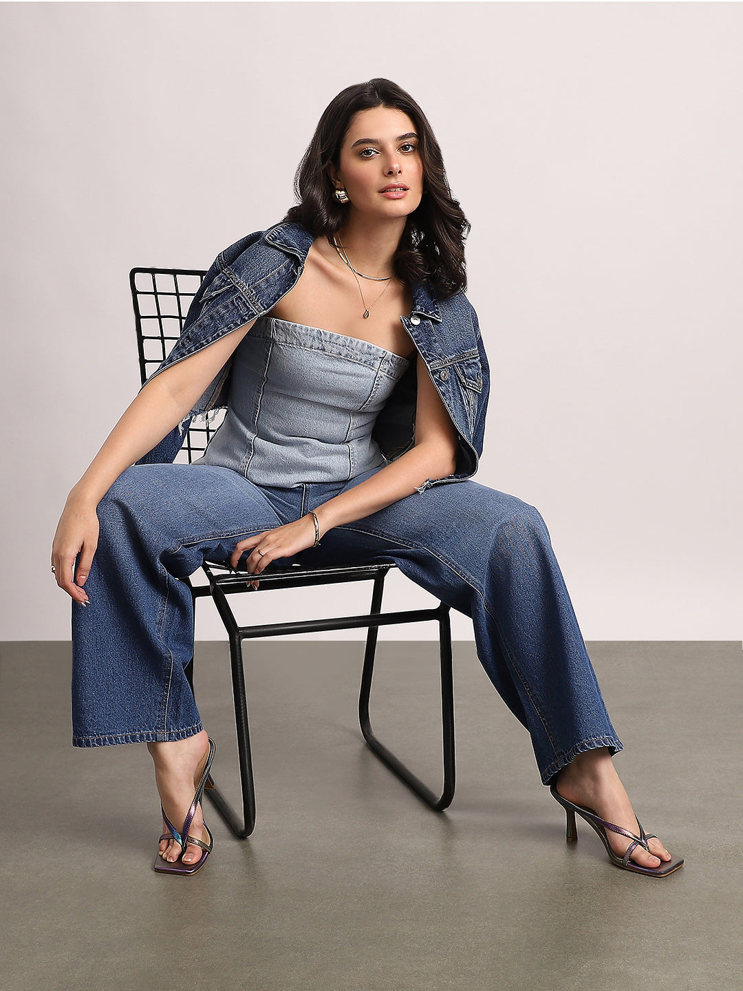 Women's Blue High Rise Loose Baggy Fit Washed Jeans Non-Stretchable